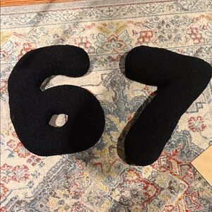 Novelty Black Number 67 Plush Accent Pillows